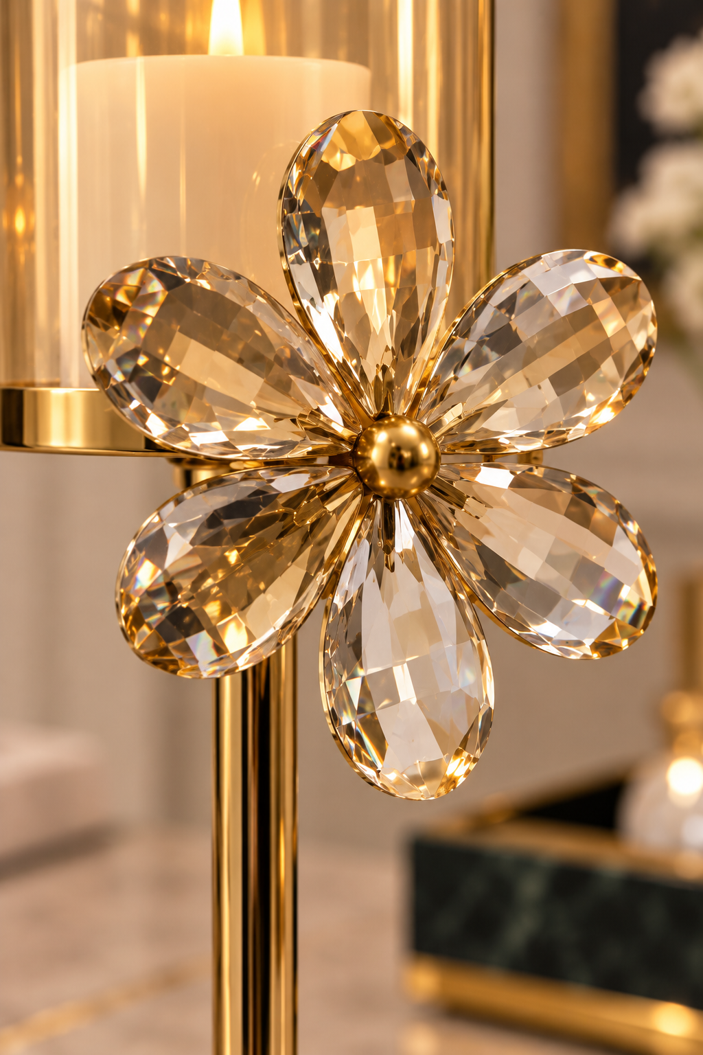 Golden Fleur Candel Holder