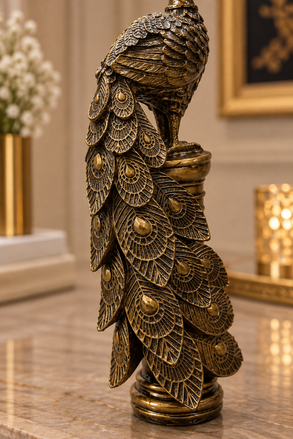 Regal Antique Peacock Decorative Showpiece