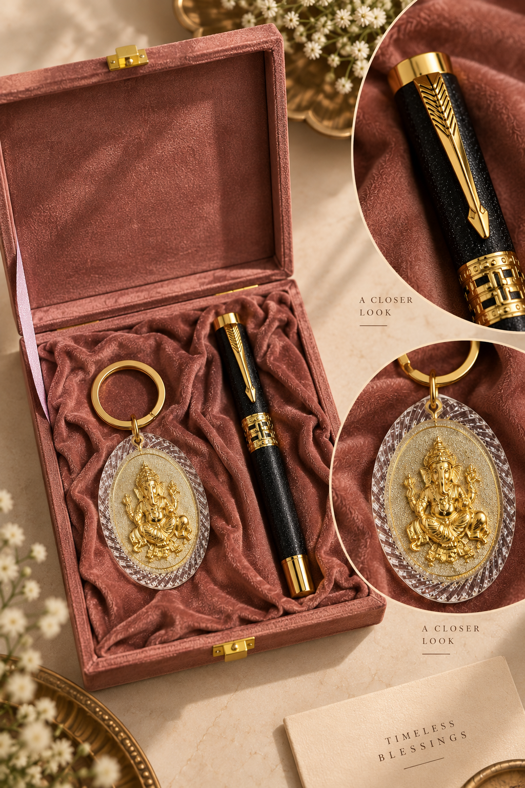 Ganesh Kirpa Silver & Gold Plated Keychain