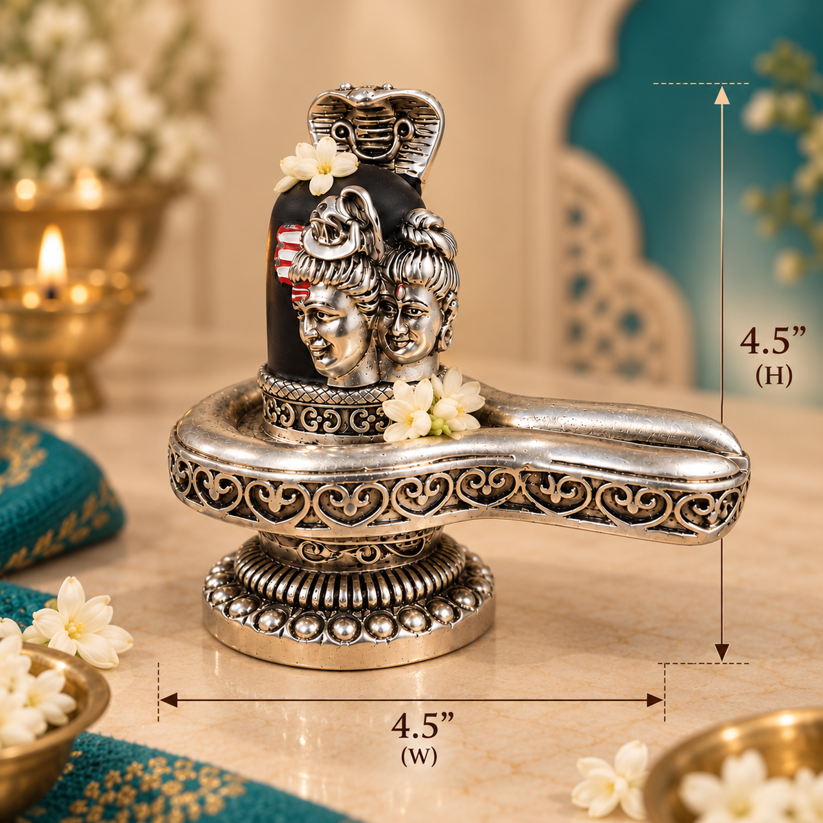 ShivShakti Silver Plated Lingam