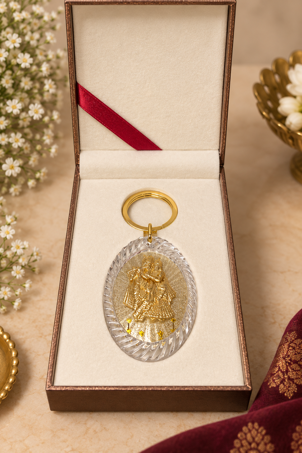 Divya Darshan Silver & Gold Plated Keychain
