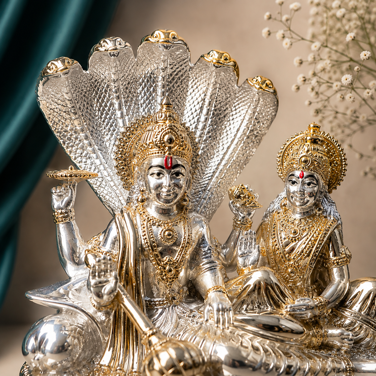 Lakshmi Narayan Silver Plating Idol