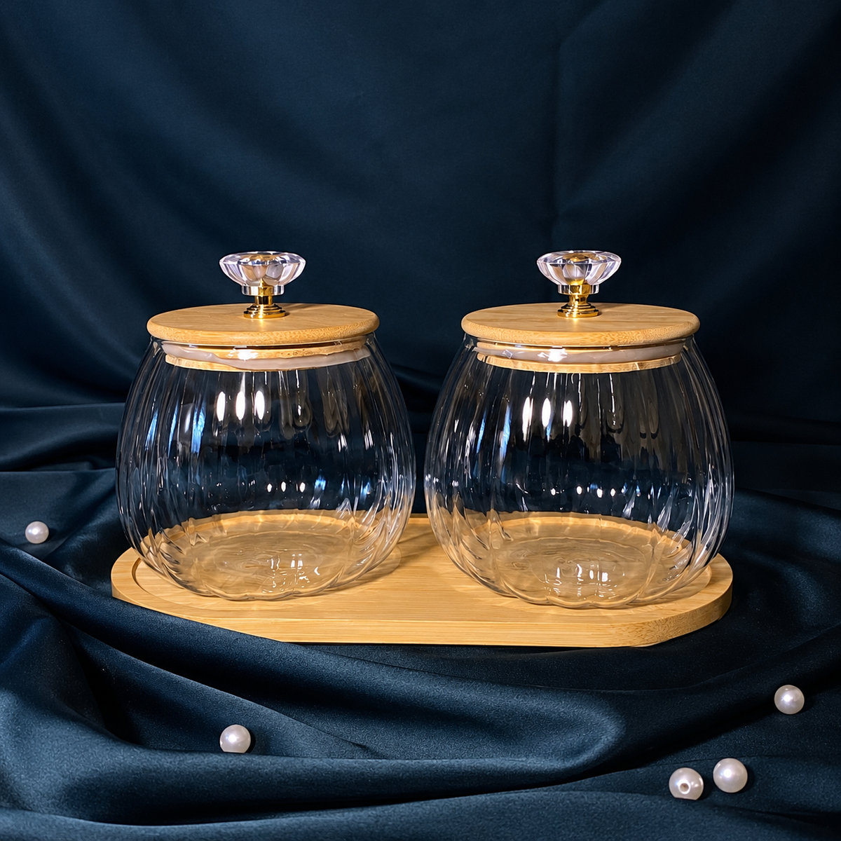 Bamboo DryFruit Duo Jar Set