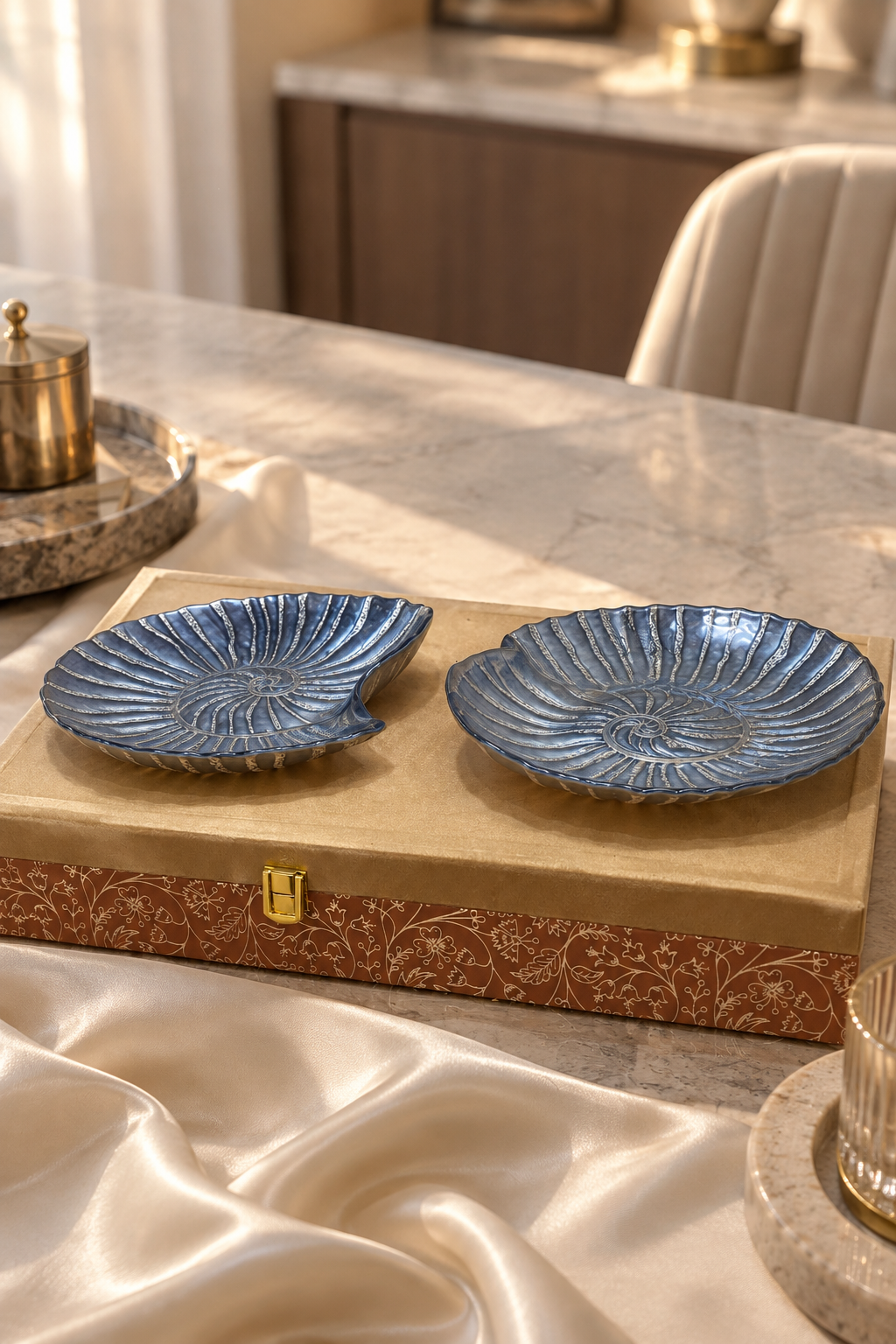 Teal Shell Duo Plate Set