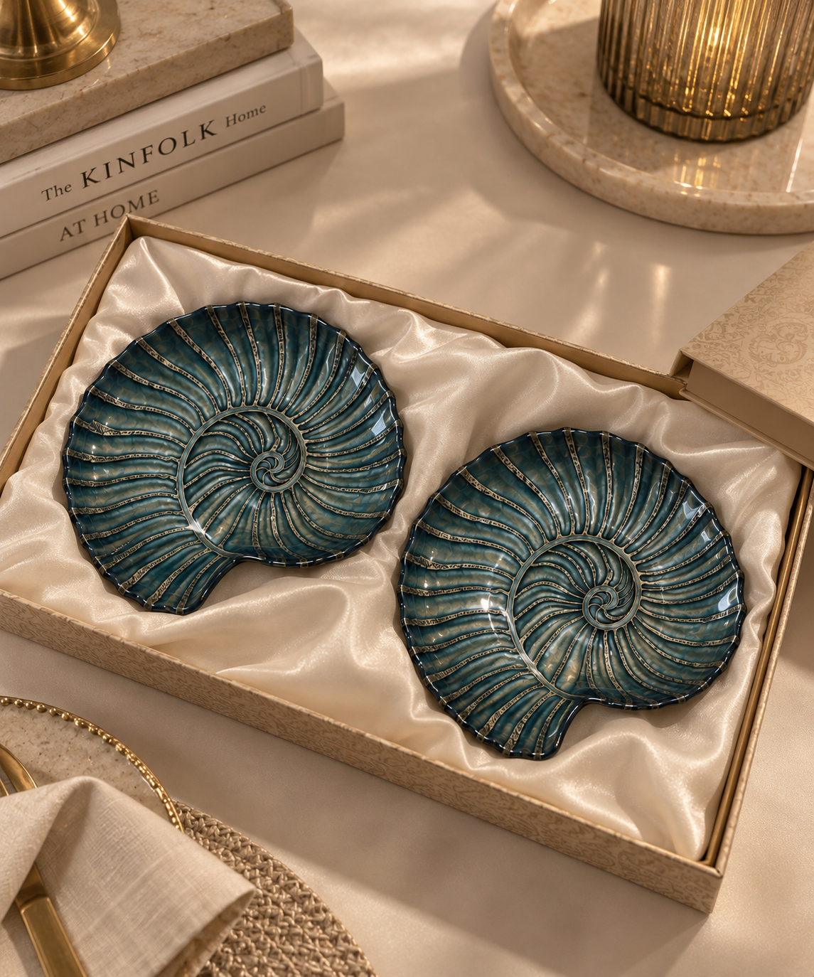 Teal Shell Duo Plate Set
