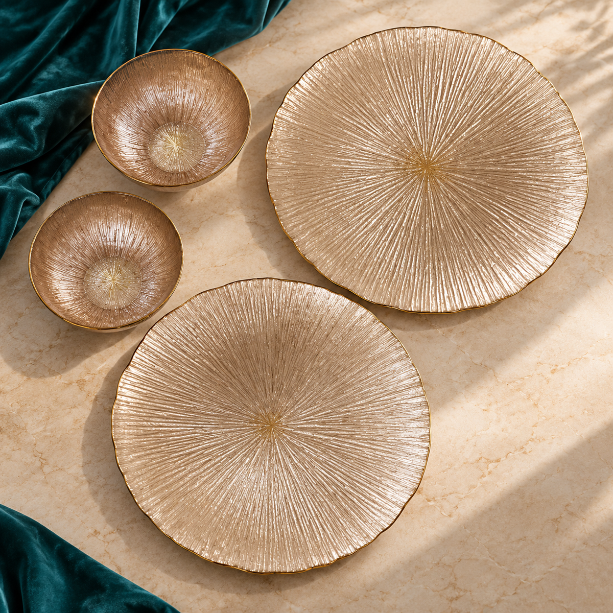 Sunburst Elegance Snack Plate Set Of 9 Peices