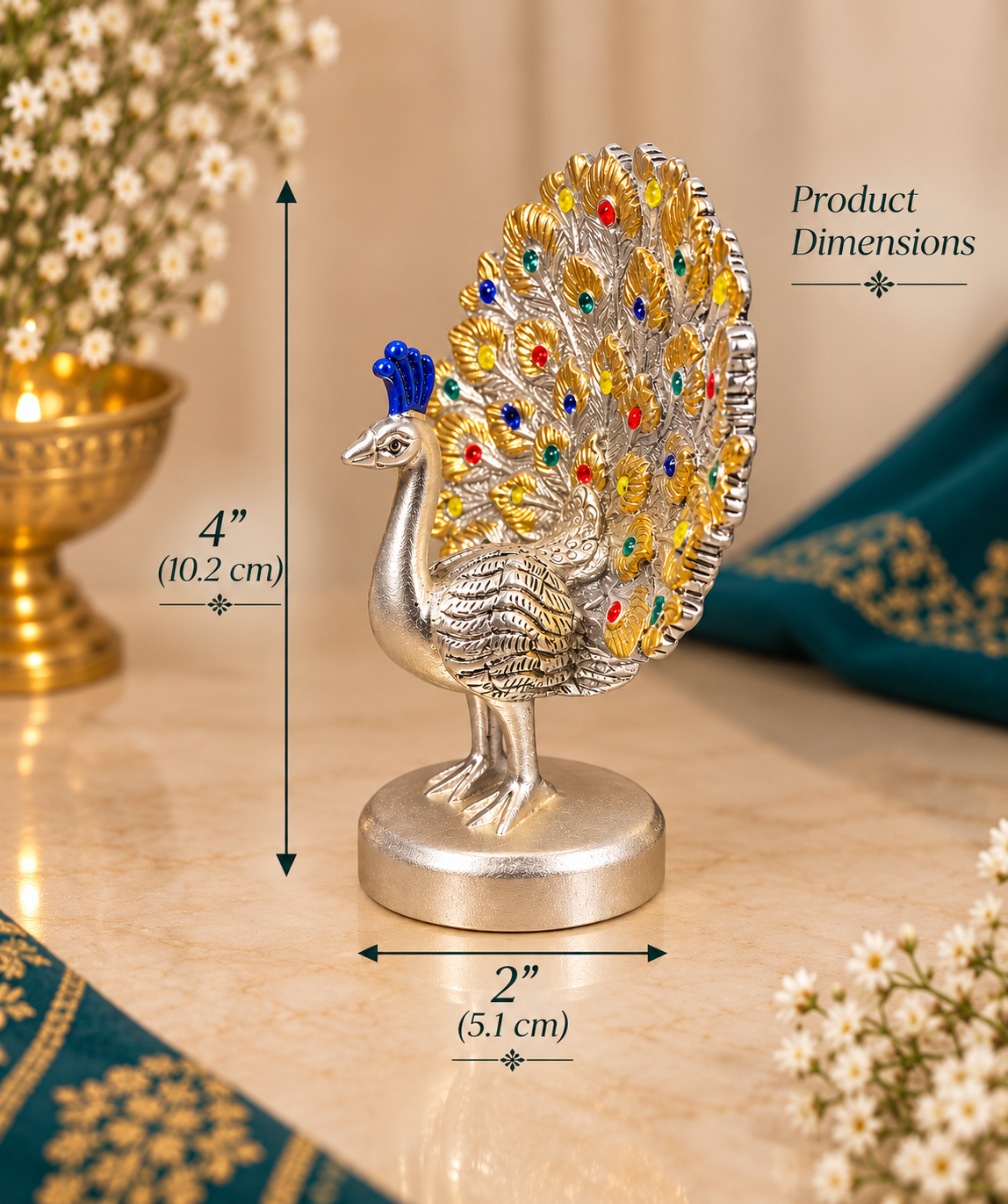 Mayur Silver Plated Peacock