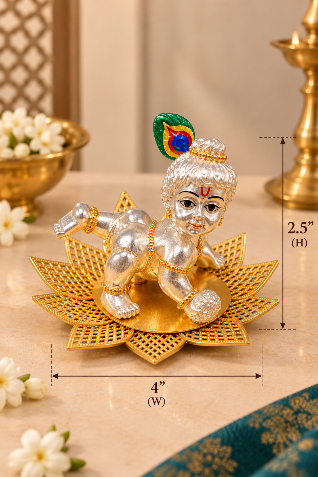 Baal Gopal Silver Plated Krishna Idol
