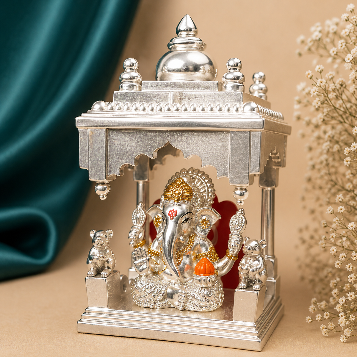 Shree Siddhi Silver Plated Ganesh Idol
