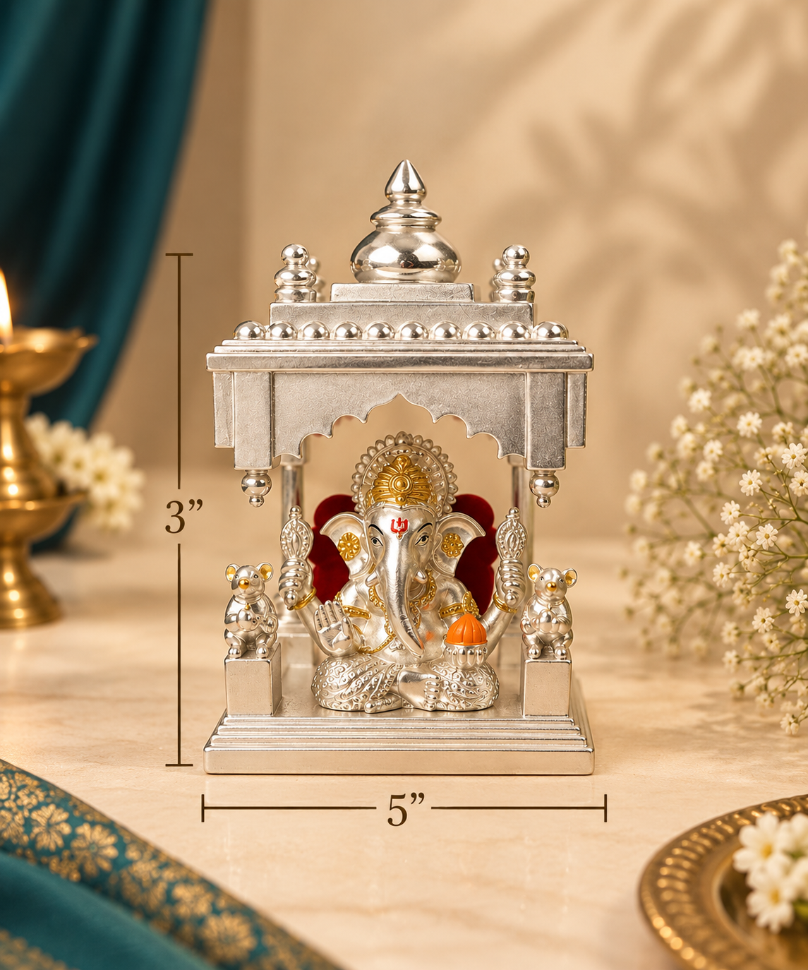 Shree Siddhi Silver Plated Ganesh Idol