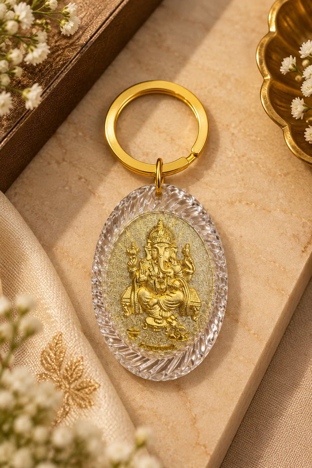 Divya Darshan Silver & Gold Plated Keychain