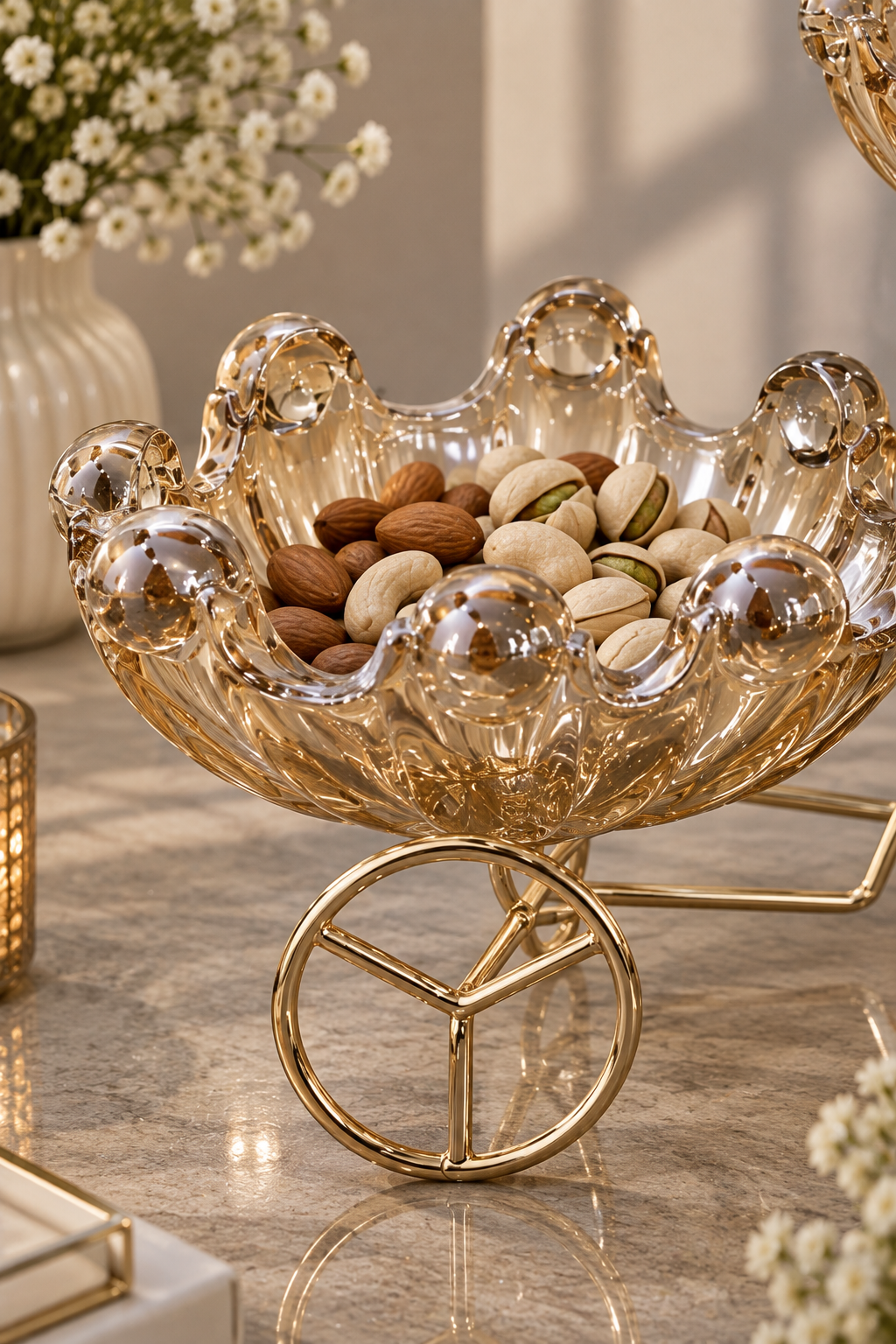 Royal Glided Double Golden Bowl Trolley