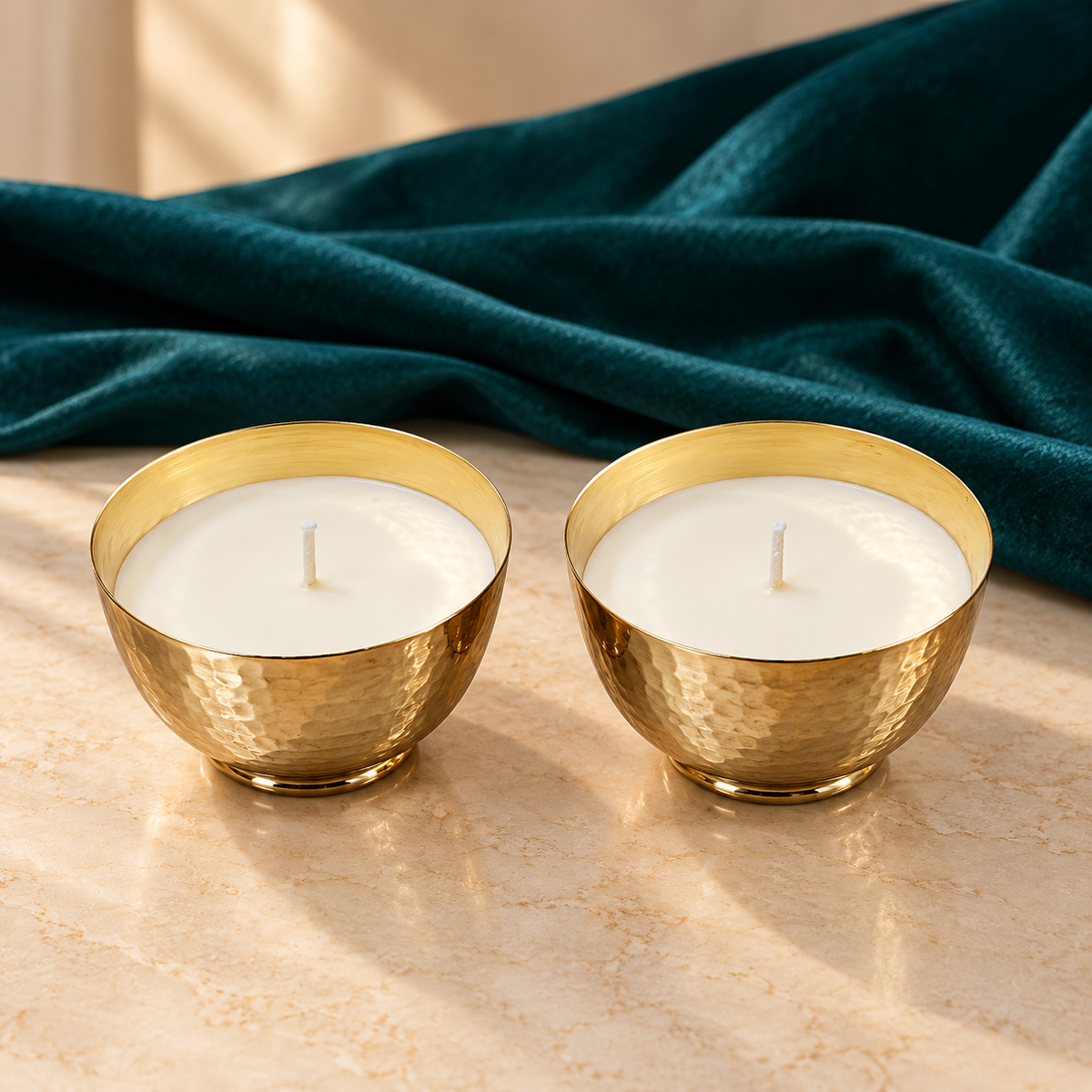 Hammered Gold Candle Set Of 2