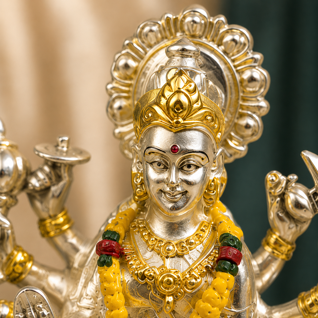 Maa Durga Silver Plating Idol