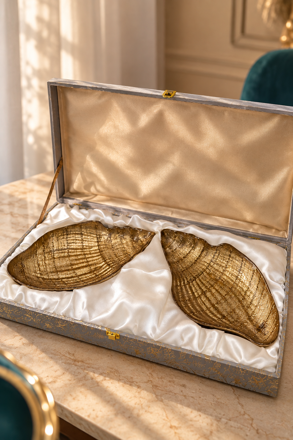 Golden Shankh Duo Plate Set