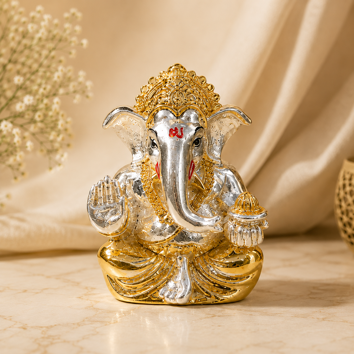 Mangal Murti Silver Plated Little Ganesha Idol