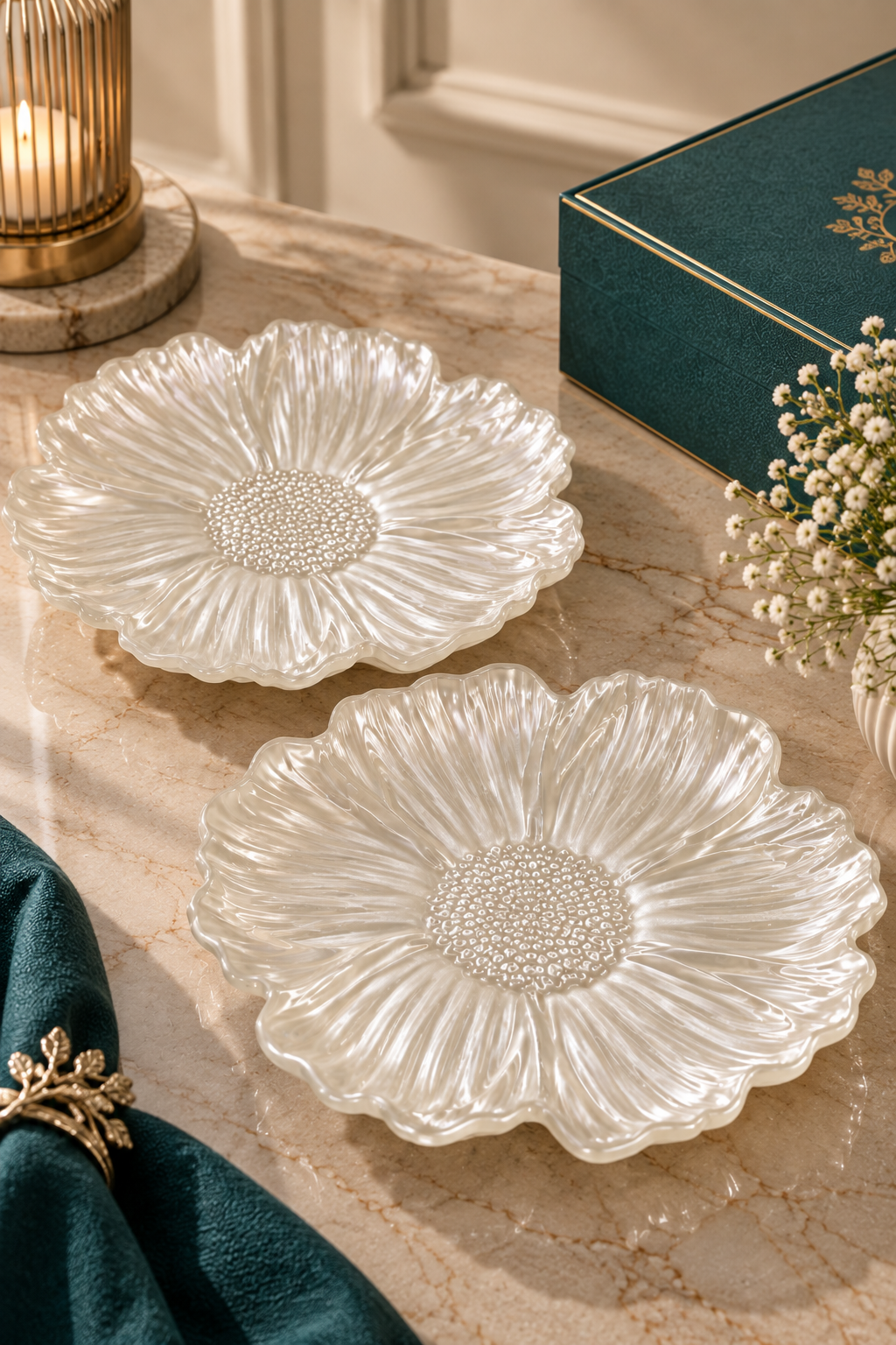 Ivory Petal Snack Plate Set Of 7