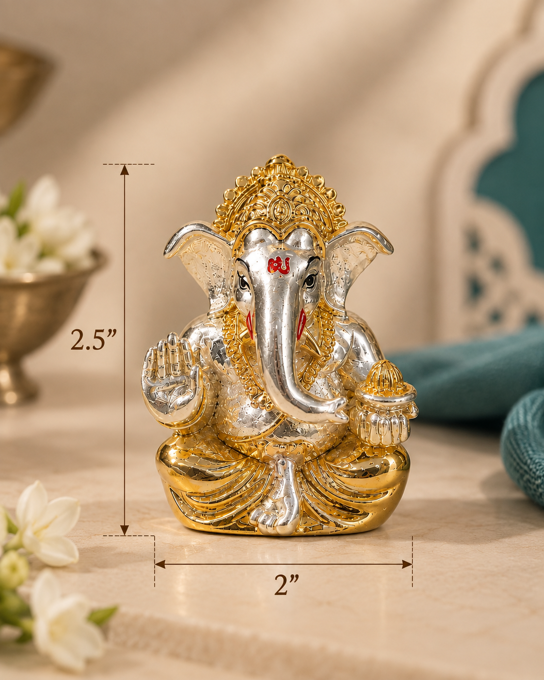 Mangal Murti Silver Plated Little Ganesha Idol