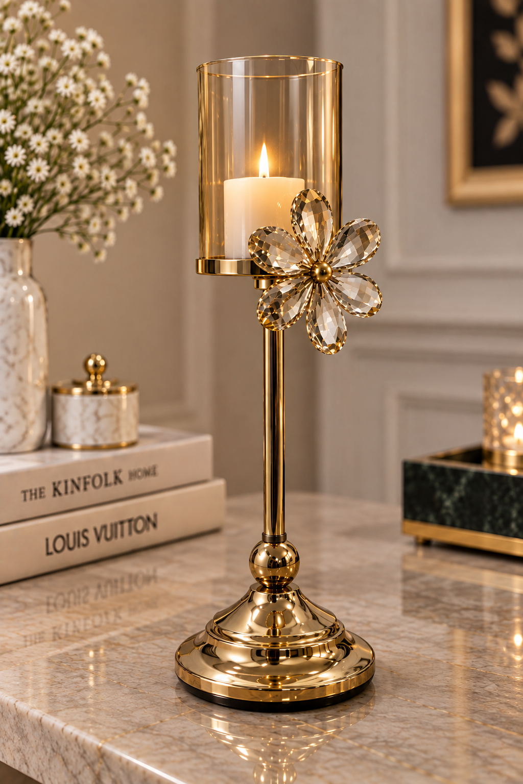 Golden Fleur Candel Holder