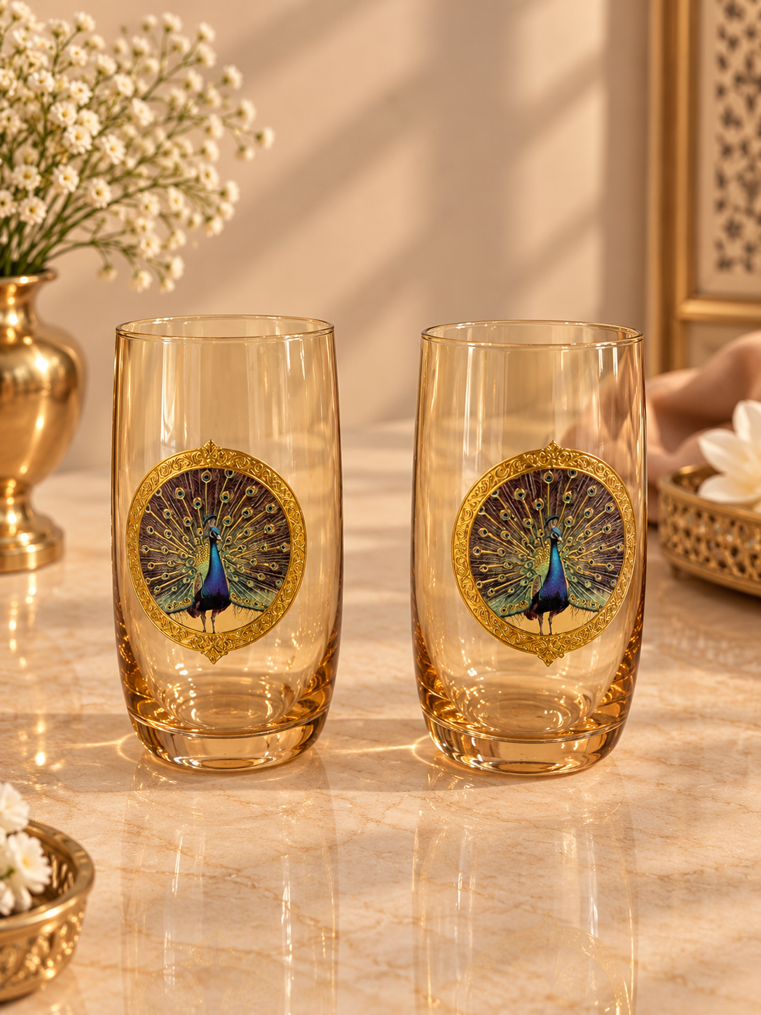 Royal Peacock Glass Set Of 6