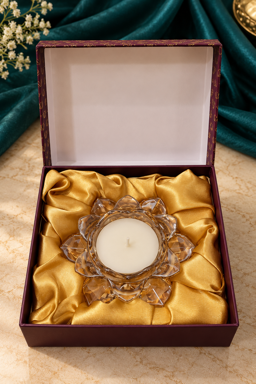 Lotus Petal Crystal Candle