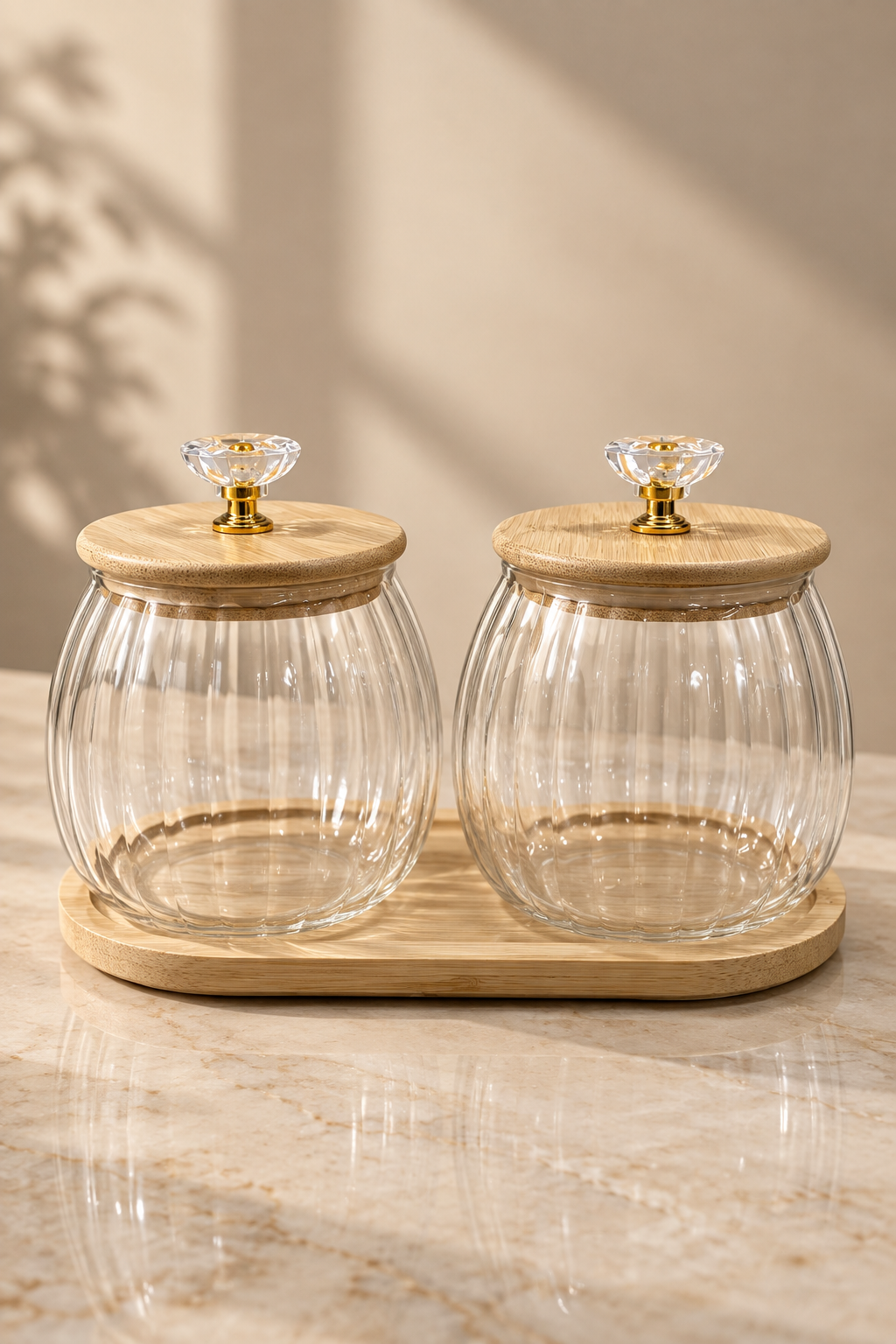 Bamboo DryFruit Duo Jar Set