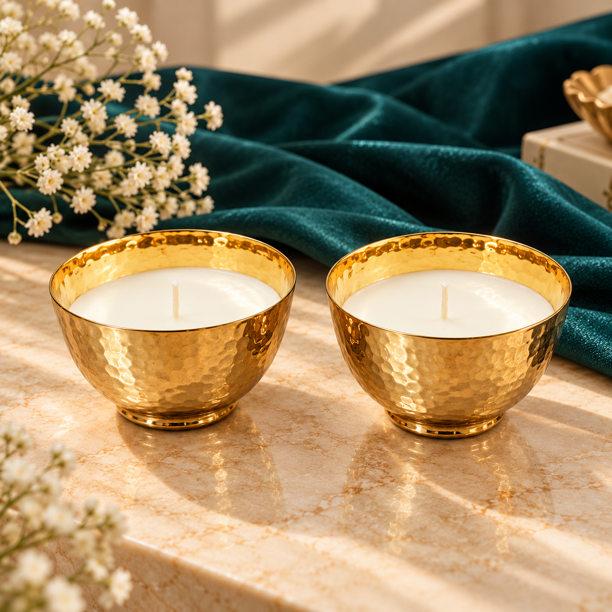 Hammered Gold Candle Set Of 2