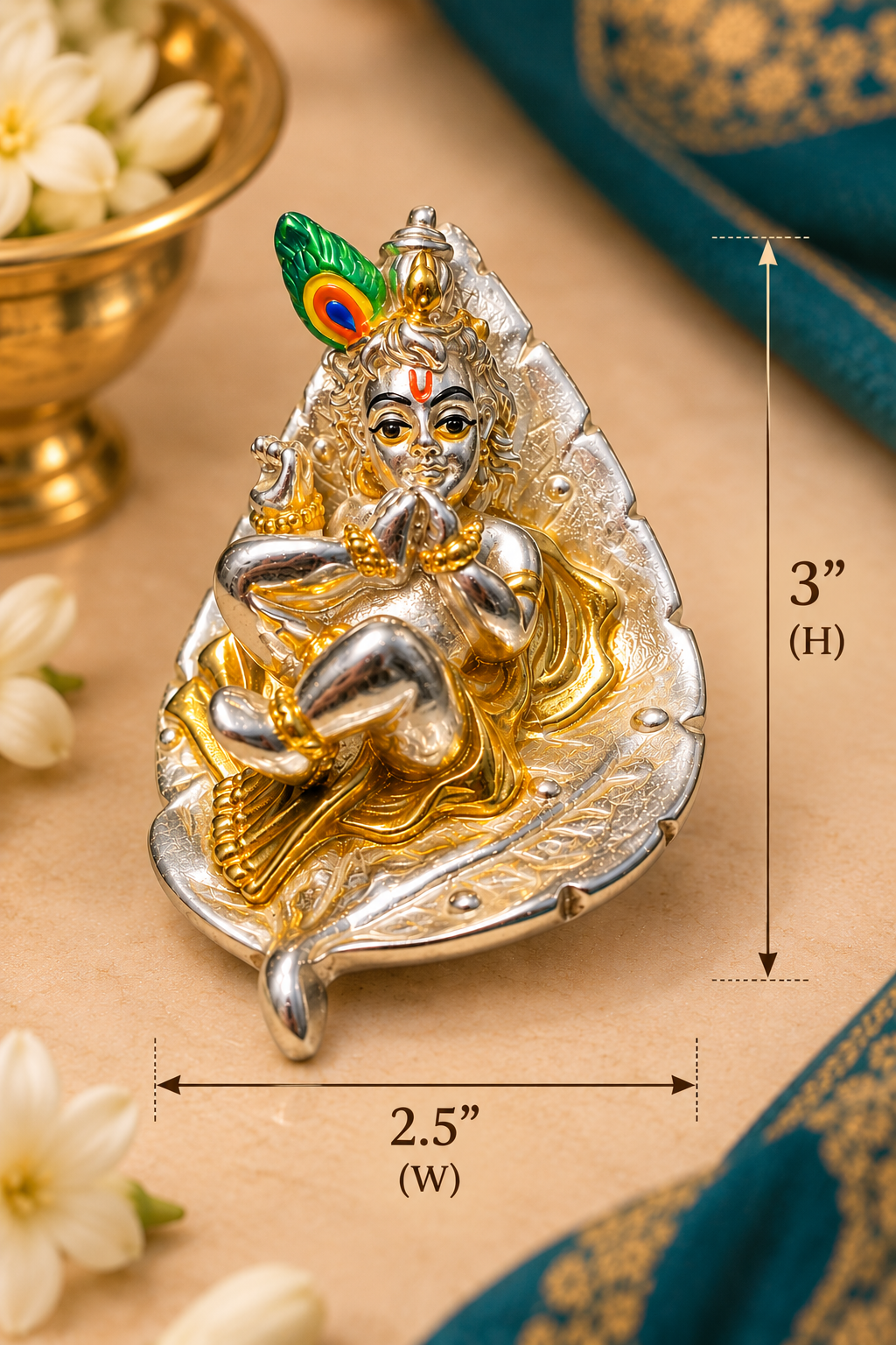 Little Makhanchor Silver & Gold Plated Krishan Idol