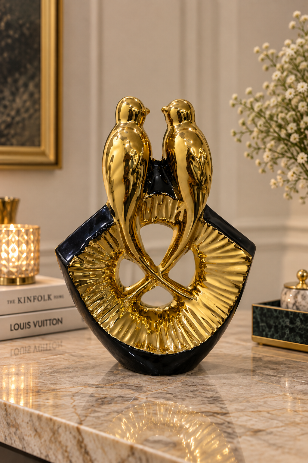 Golden Twin Bird Bond Showpiece
