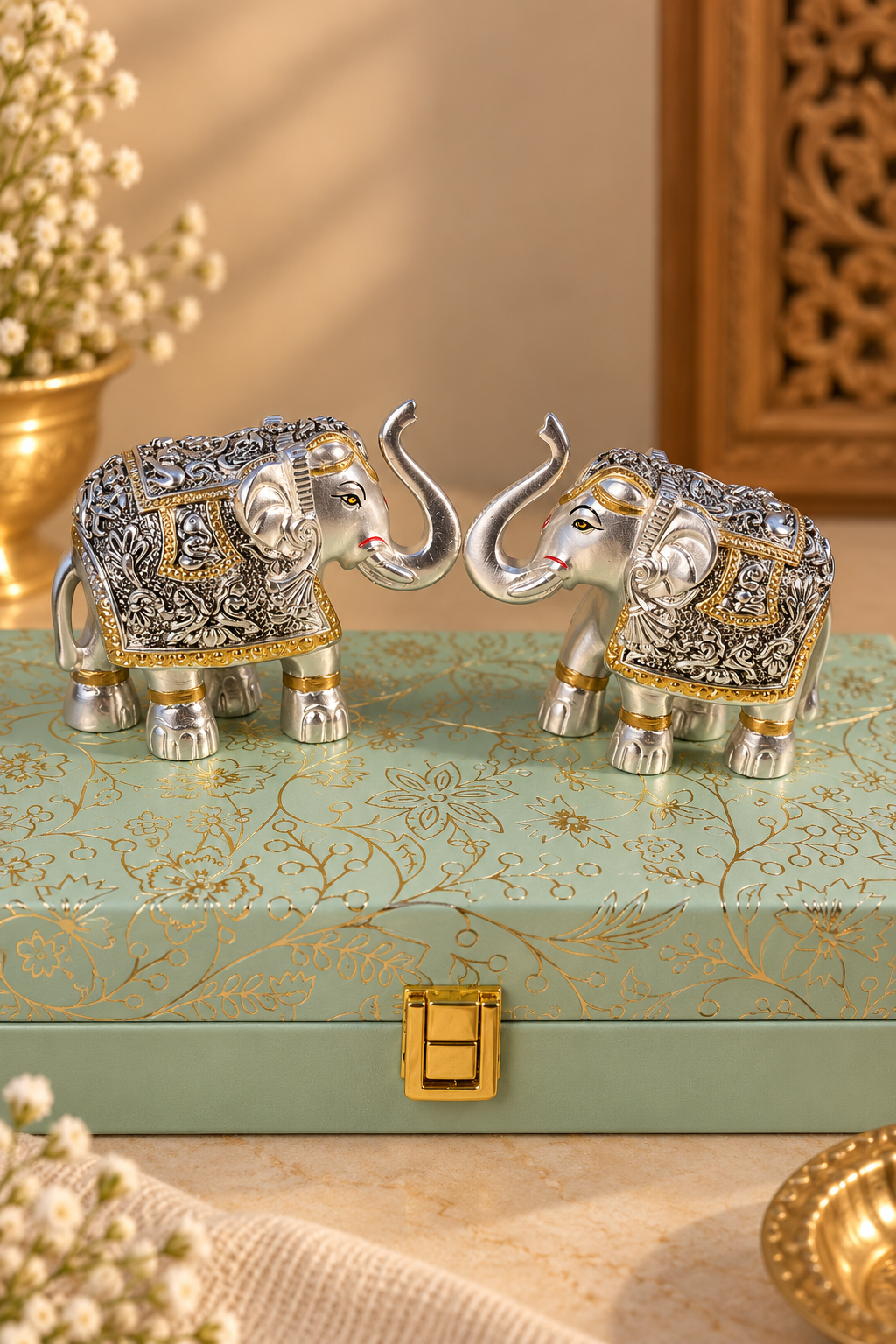 Gajratna Silver & Gold Plated Pair set