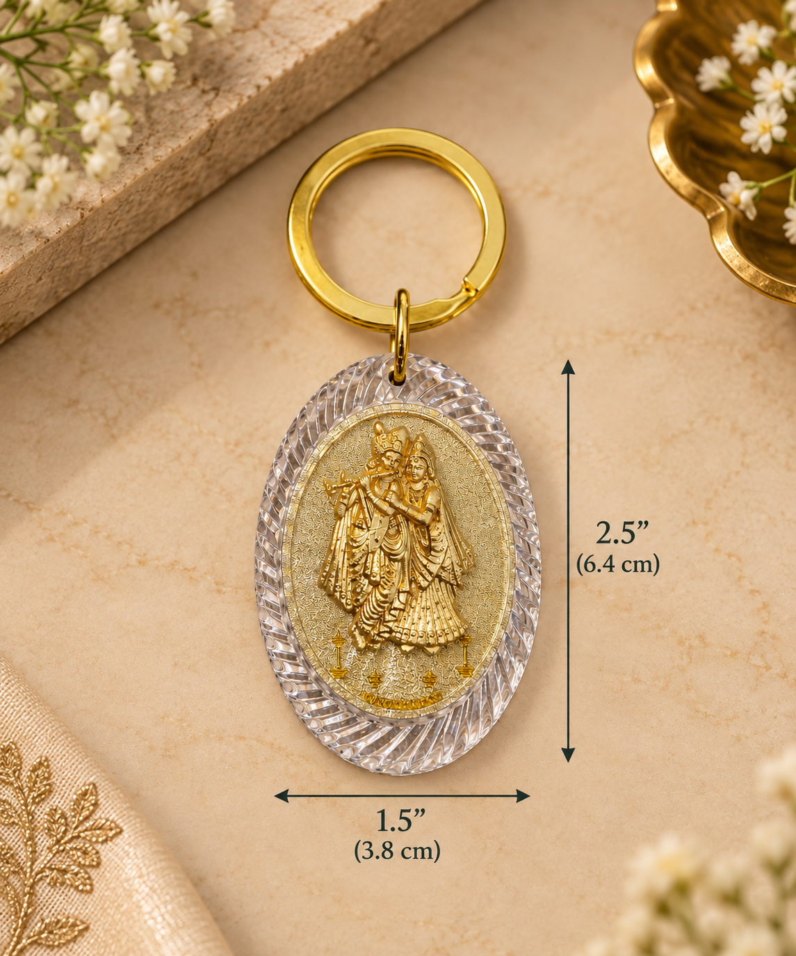 Divya Darshan Silver & Gold Plated Keychain