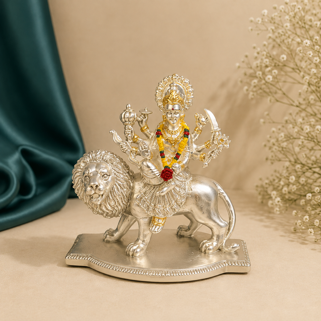 Maa Durga Silver Plating Idol