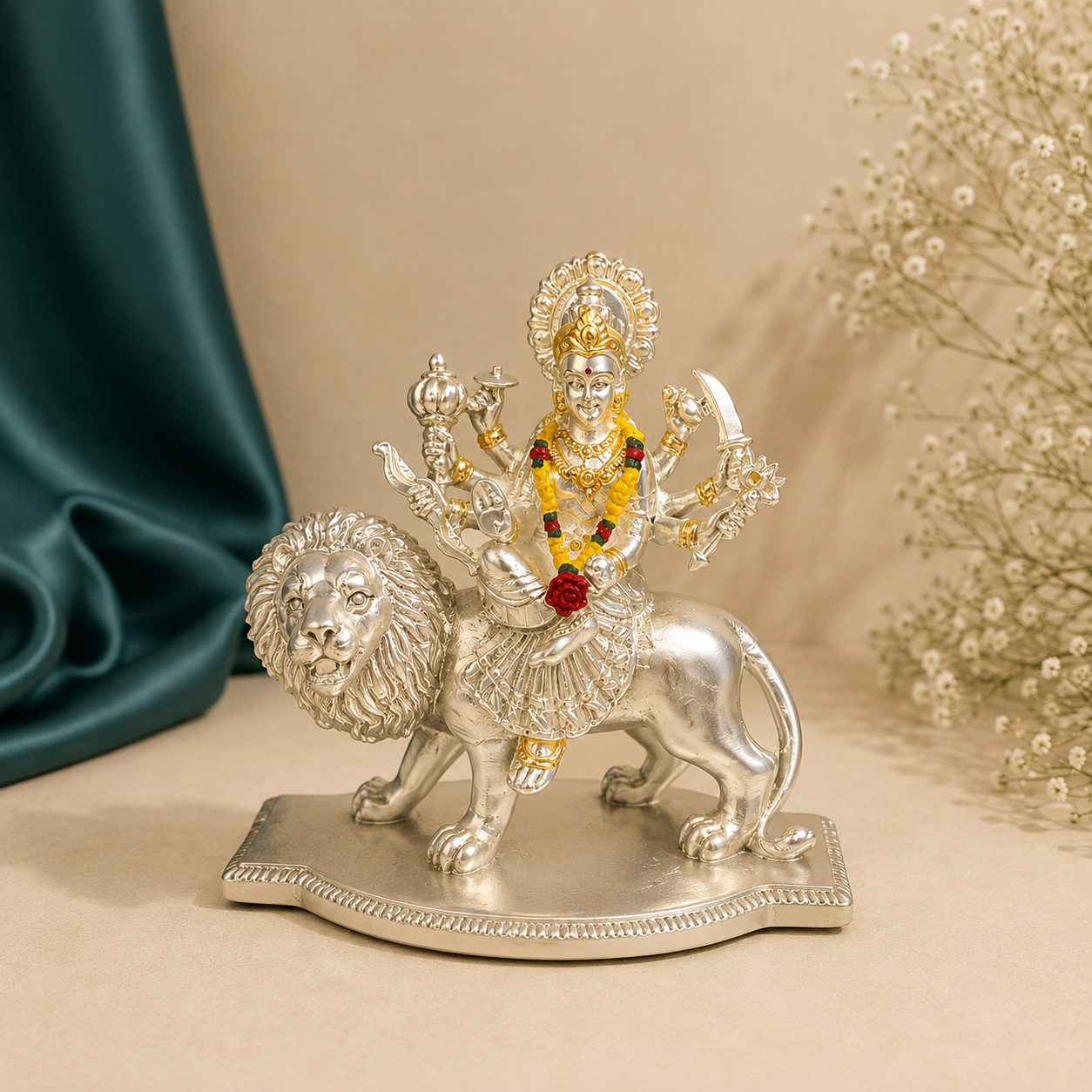 Maa Durga Silver Plating Idol