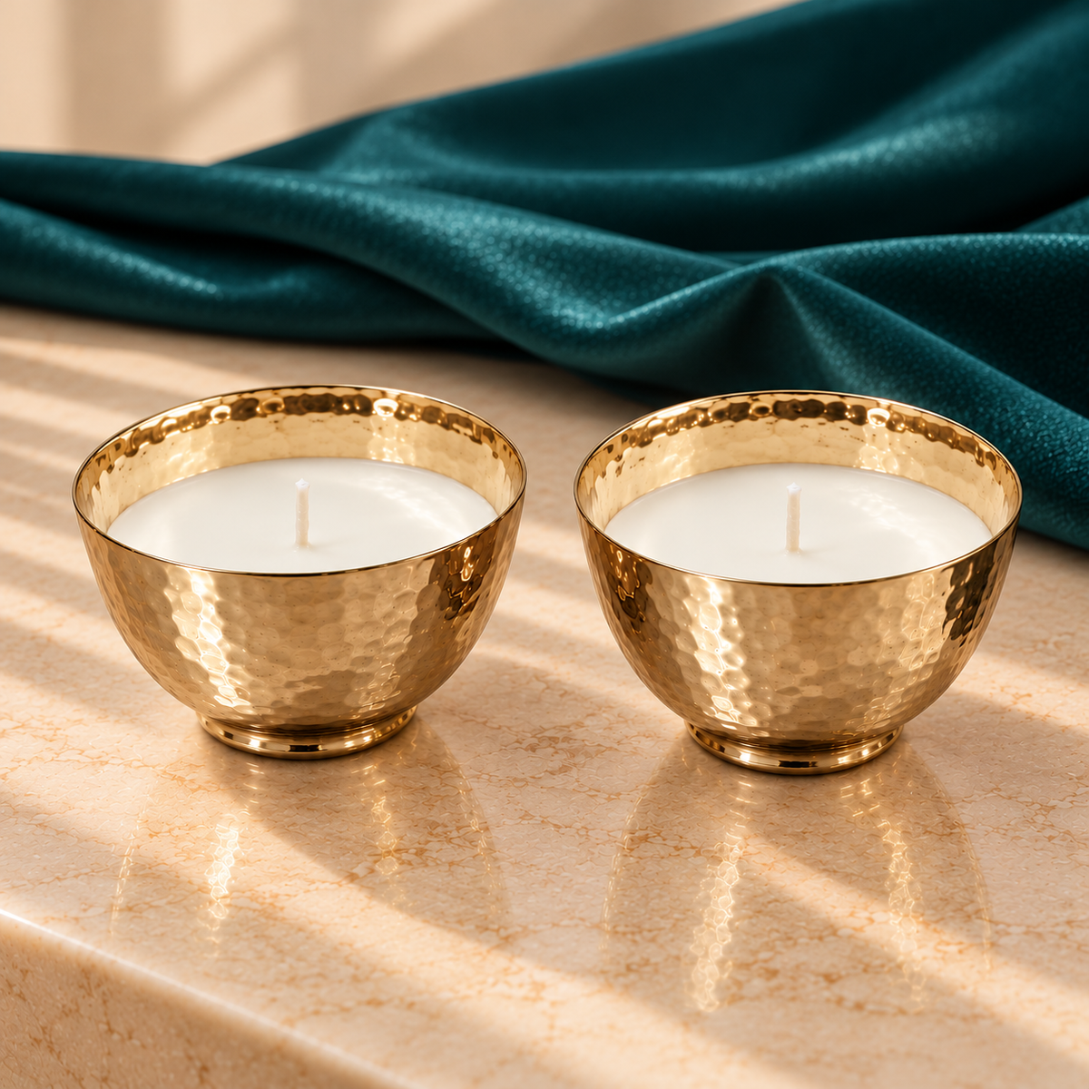 Hammered Gold Candle Set Of 2