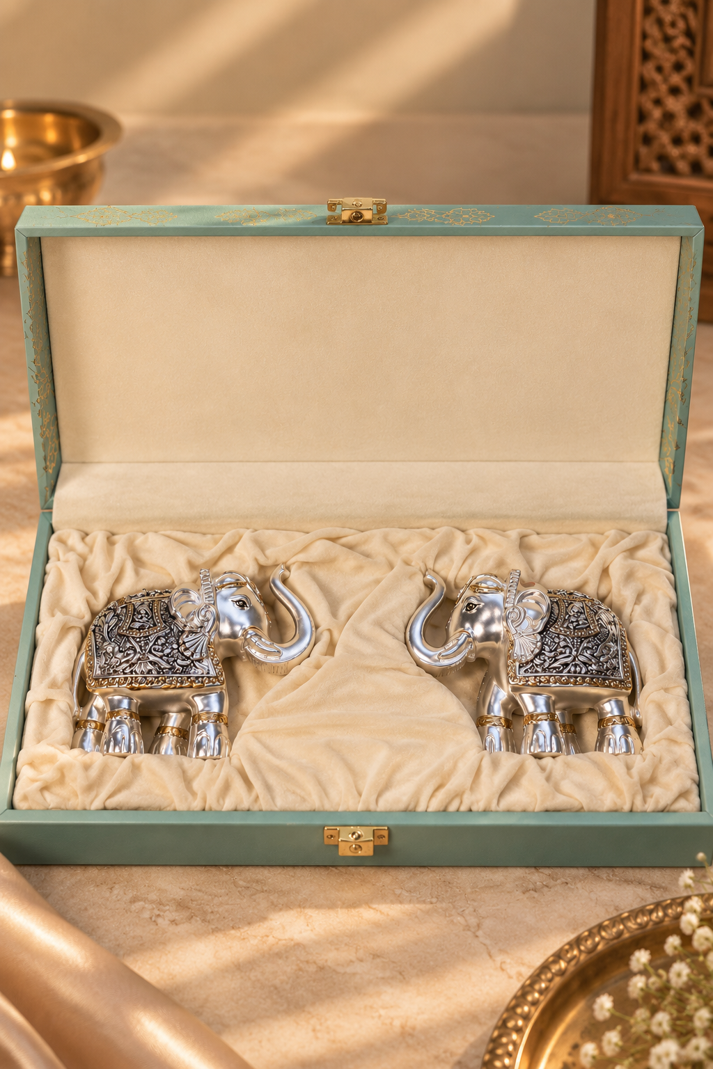 Gajratna Silver & Gold Plated Pair set