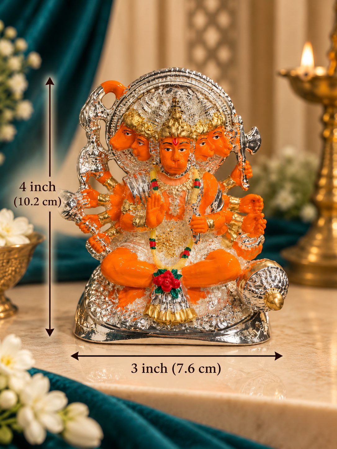 Panchmukhi Silver Plated Hanuman Idol