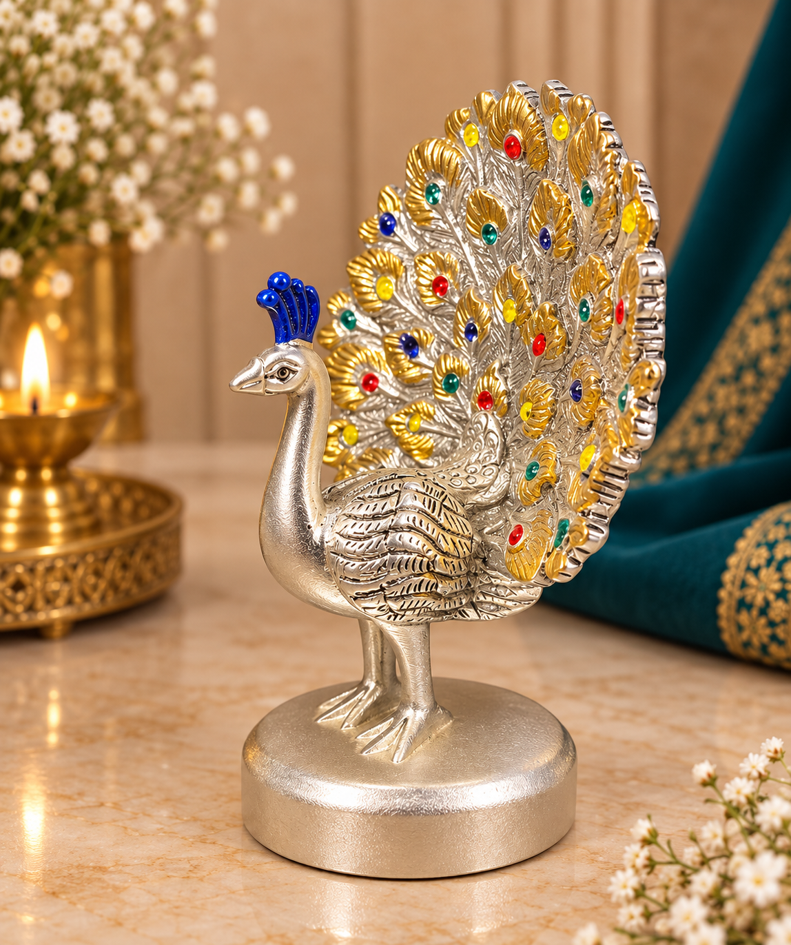 Mayur Silver Plated Peacock