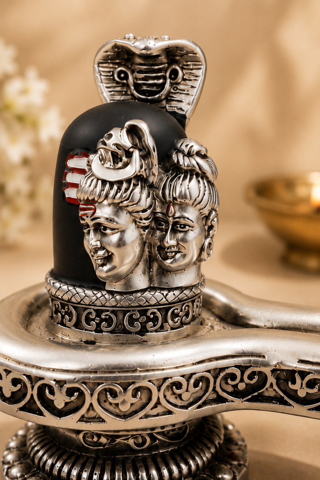 ShivShakti Silver Lingam