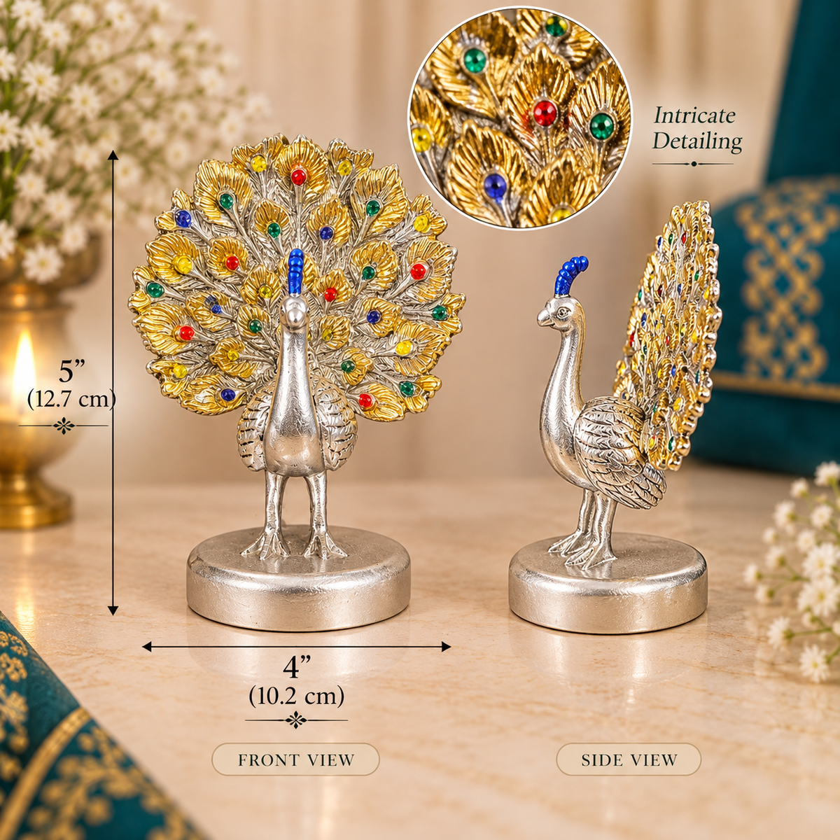 Mayur Silver Plated Peacock