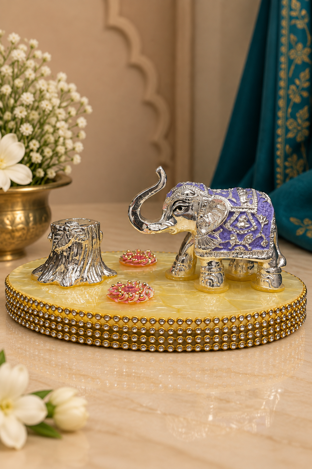 Gajraj Silver Plated Pen Stand