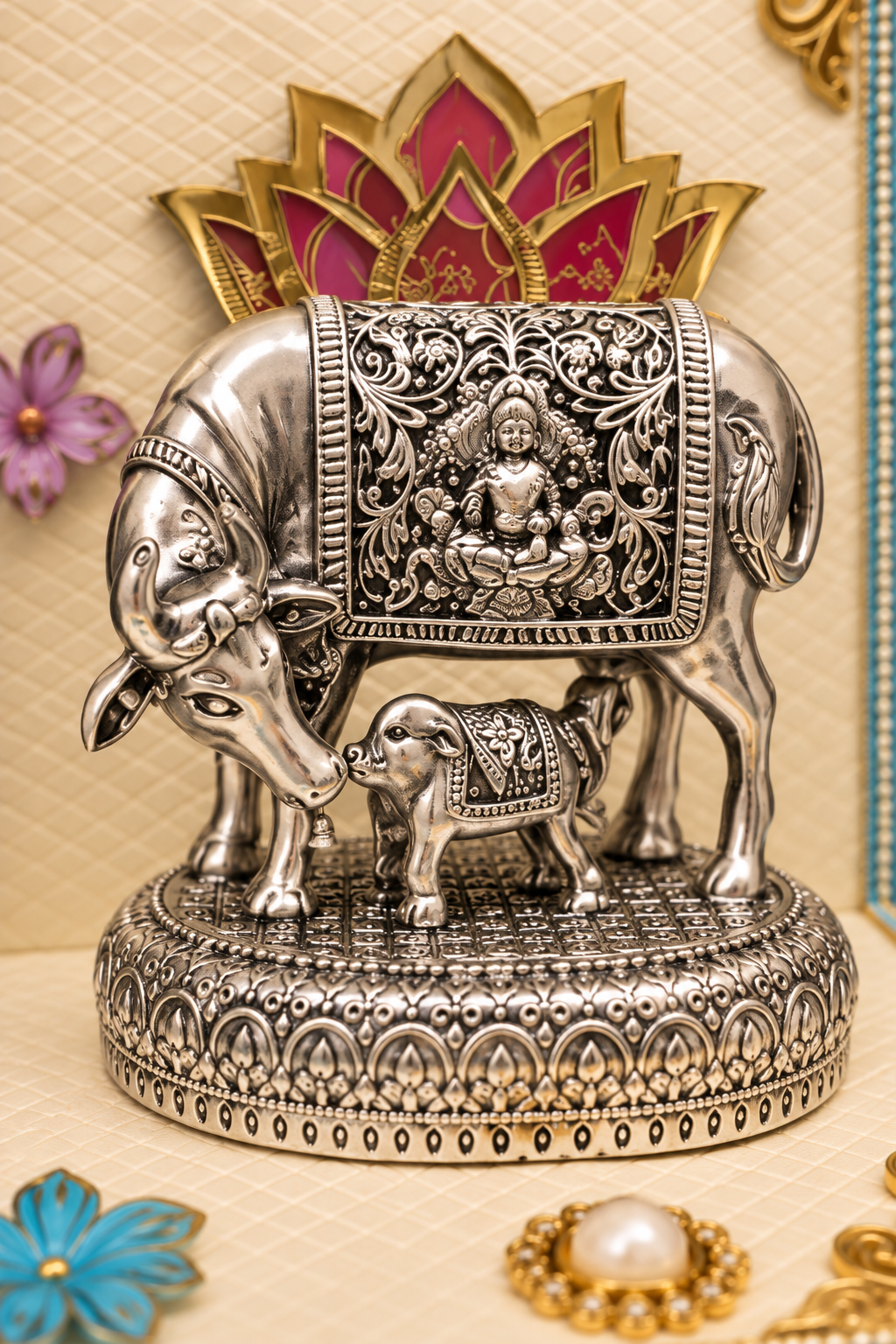 Govinda Silver Plated Kamadhenu Set
