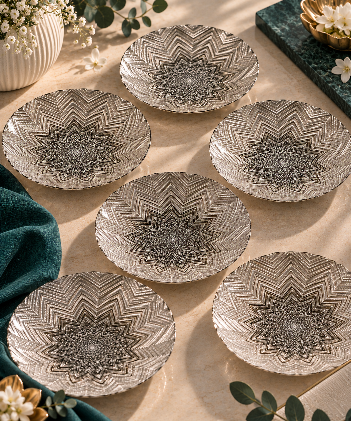 Copper Radiance Snack Plates Of 6