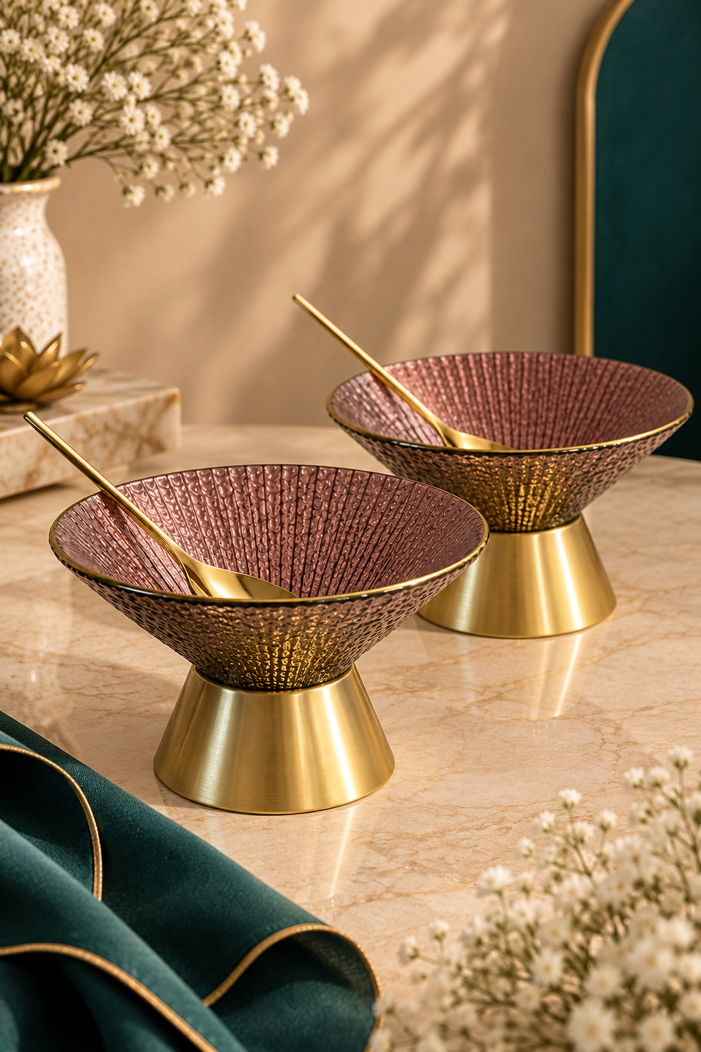 Amara Gold Pudding Set Of 6 With Spoon