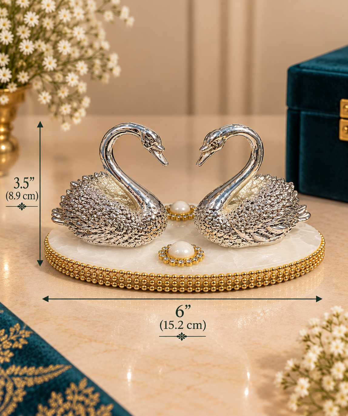 Dual Swan Silver Plated Set