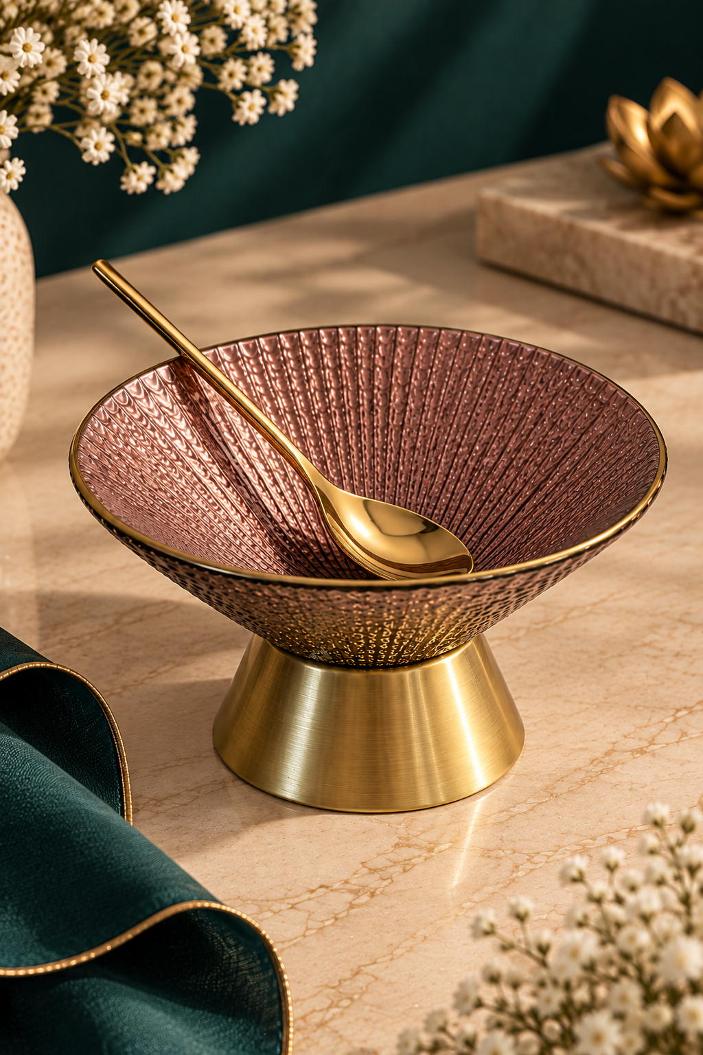 Amara Gold Pudding Set Of 6 With Spoon