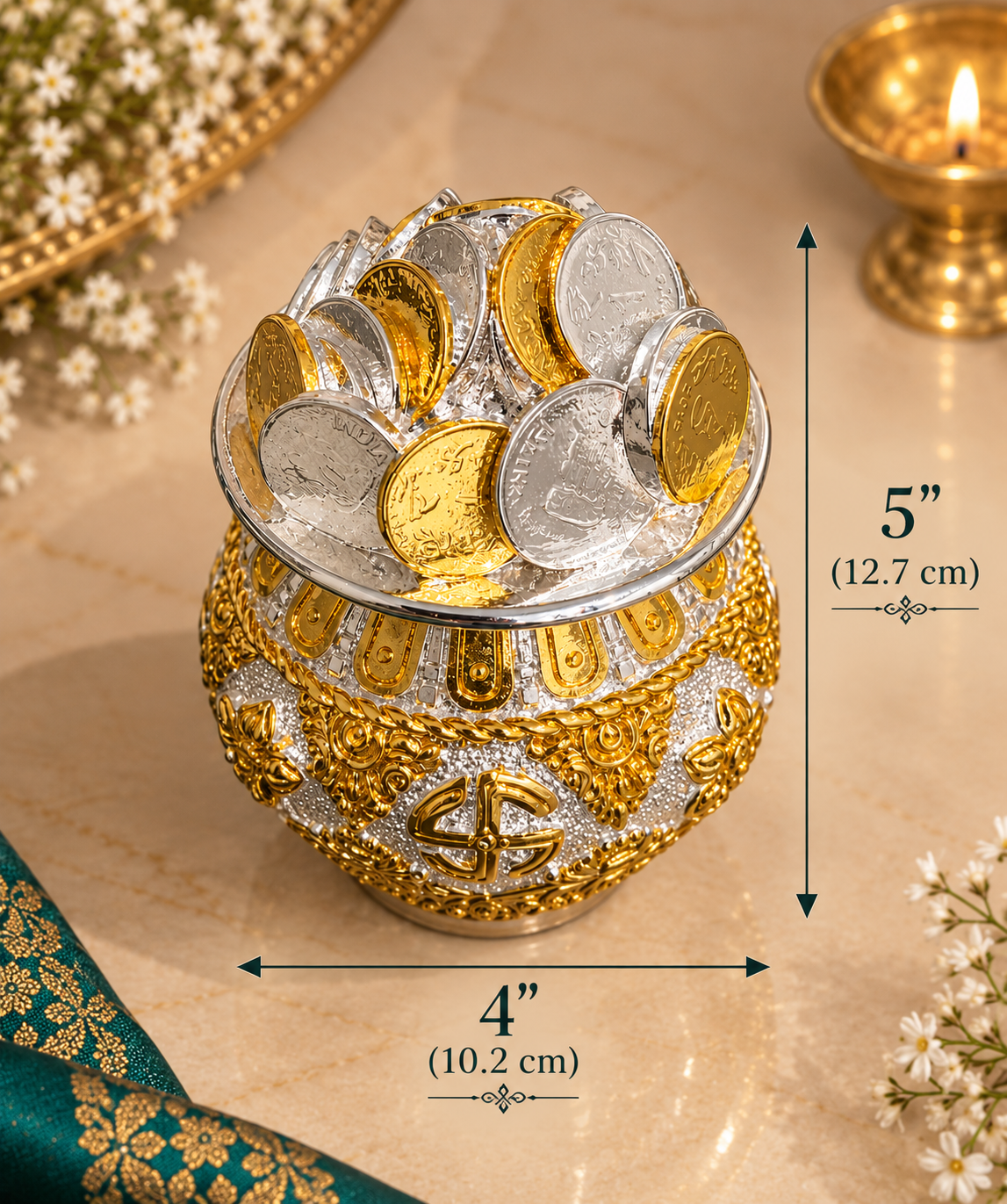 Kuber Silver & Gold Plated Kalash