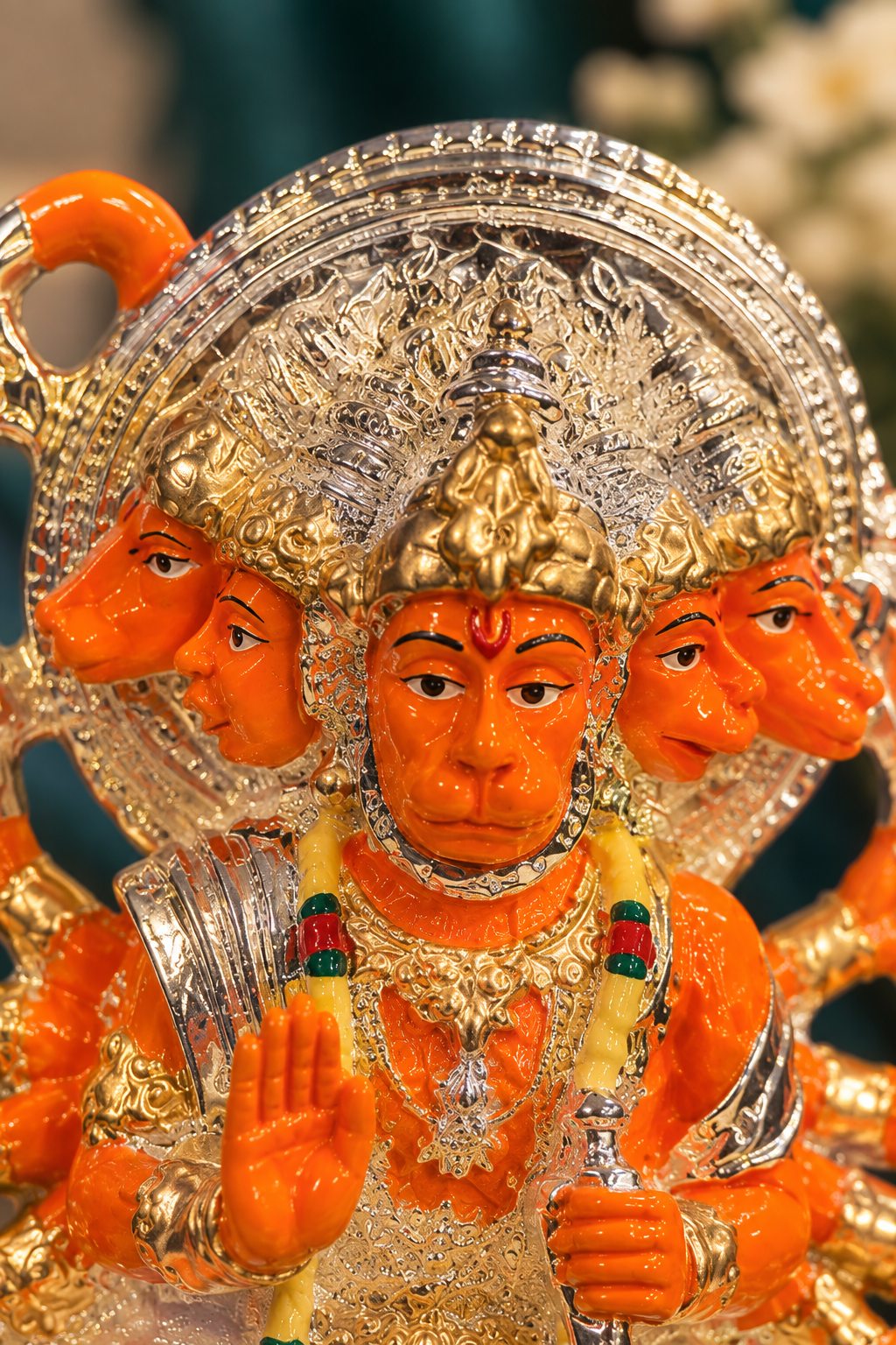 Panchmukhi Silver Plated Hanuman Idol