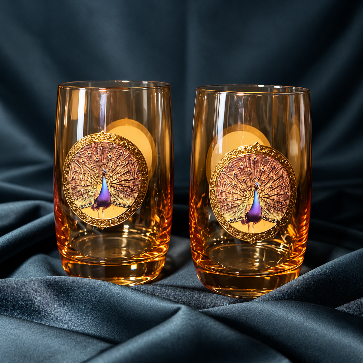 Royal Peacock Glass Set Of 6
