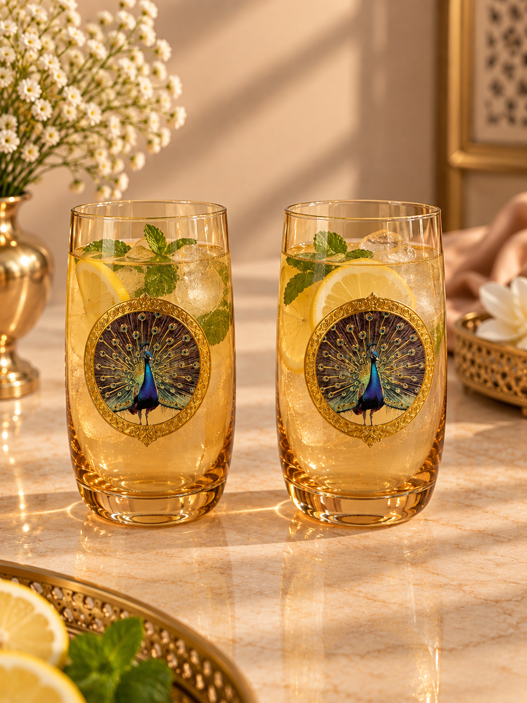 Royal Peacock Glass Set Of 6