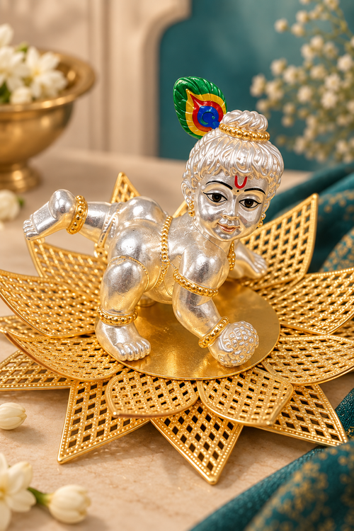 Baal Gopal Silver Plated Krishna Idol